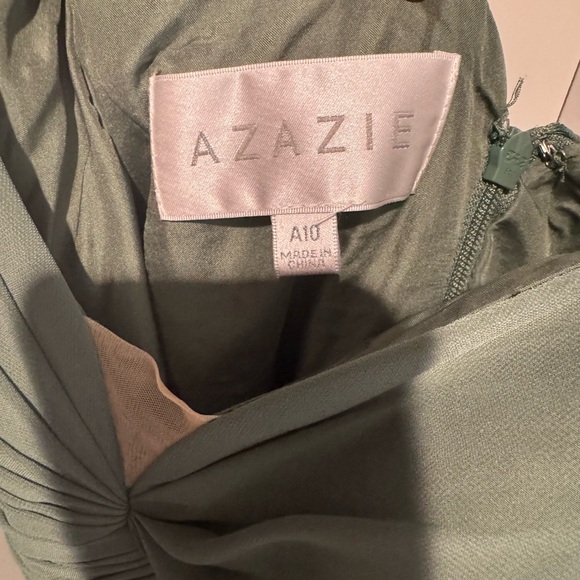 Azazie Lianne Eucalyptus sage green bridesmaids dress gown size 10 unaltered - Picture 4 of 6